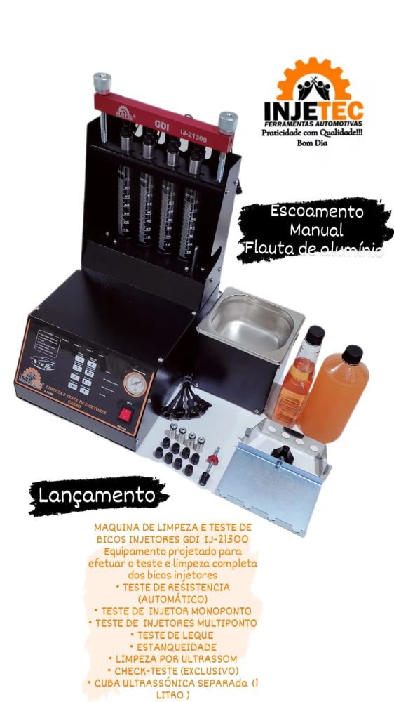 Máquina de Limpeza Teste de Bicos Injetores Injeção Direta GDI Cuba 1 Litro INJETEC-IJ-21300